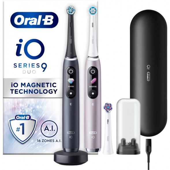 Набор из 2-х электрических зубных щеток Oral-B iO Series 9 Duo, Black Onyx и Rose Quartz в Нальчике