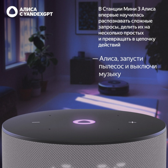 Умная колонка Яндекс Станция Мини 3 c Алисой на YandexGPT, серая в Нальчике