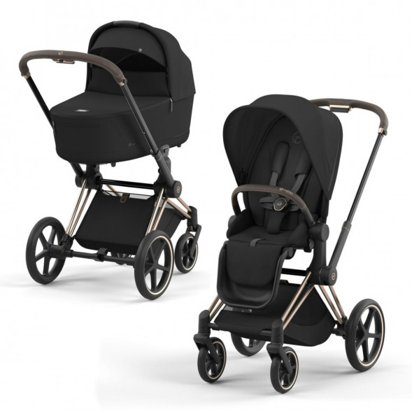 Коляска 2 в 1 Cybex Priam IV Sepia Black, шасси Rosegold в Нальчике