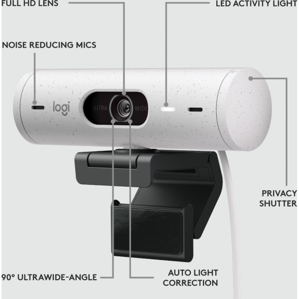 Веб-камера Logitech Brio 500, белый в Нальчике