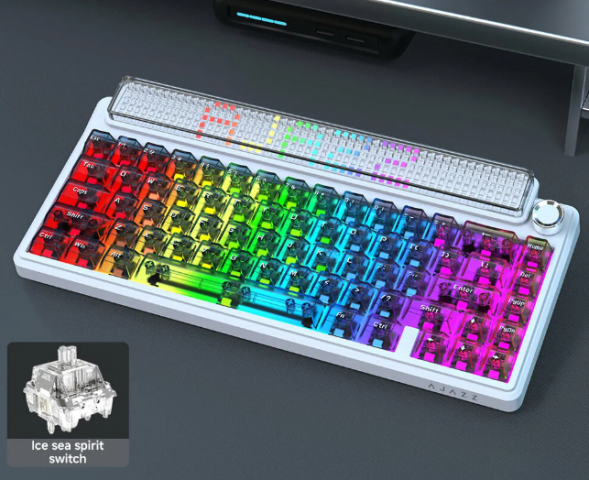 Беспроводная игровая механическая клавиатура Ajazz Pixel 68, 8K, Hot-Swap, RGB, с матричным LED экраном в Нальчике