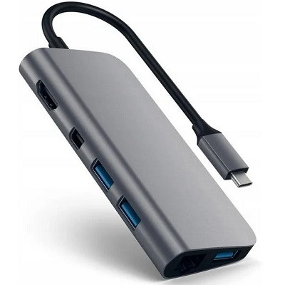 USB-концентратор Satechi Aluminum Type-C Multimedia Adapter (ST-TCMM8PA), разъемов: 4, space gray в Нальчике