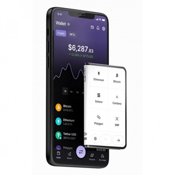 Аппаратный холодный криптокошелек Ledger Stax c чехлом Magnet Shell Black + Recovery Key в Нальчике