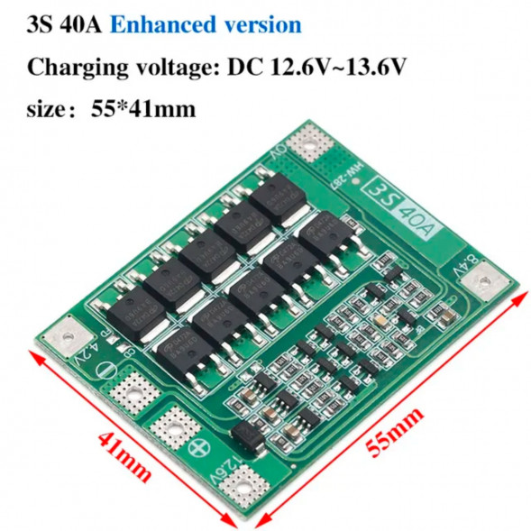 Плата защиты аккумулятора BMS 3S 40A 12.6 для Li-ion в Нальчике