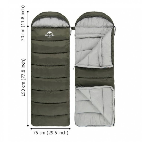 Спальный мешок Naturehike U350S (Правый), коричневый в Нальчике