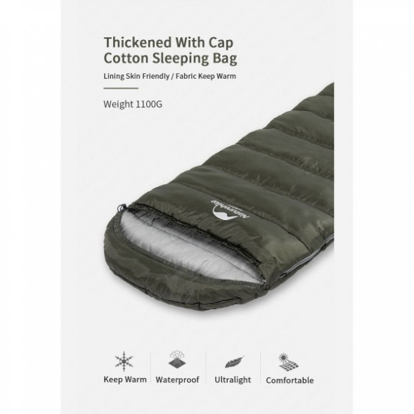 Спальный мешок Naturehike U350S (Правый), коричневый в Нальчике
