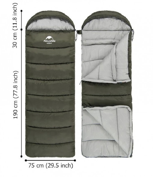 Спальный мешок Naturehike U250 (Левый), зеленый в Нальчике
