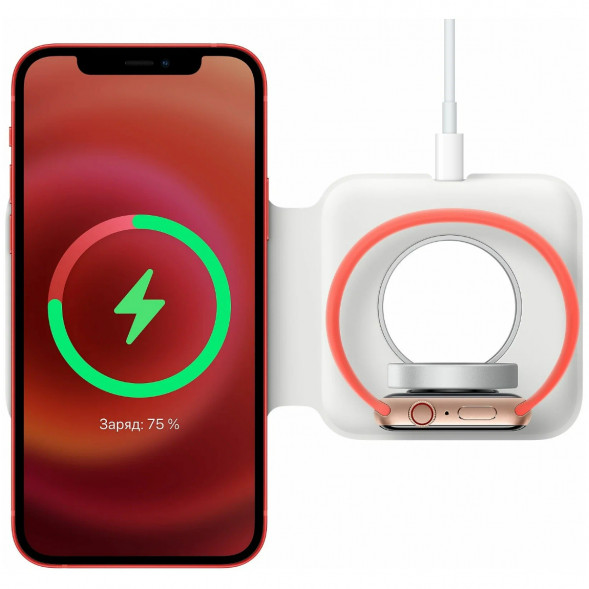 Двойное зарядное устройство Apple MagSafe Duo Charger MHXF3AM/A, белый в Нальчике