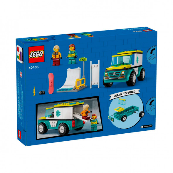 Конструктор LEGO City 60403 Скорая помощь и сноубордист в Нальчике