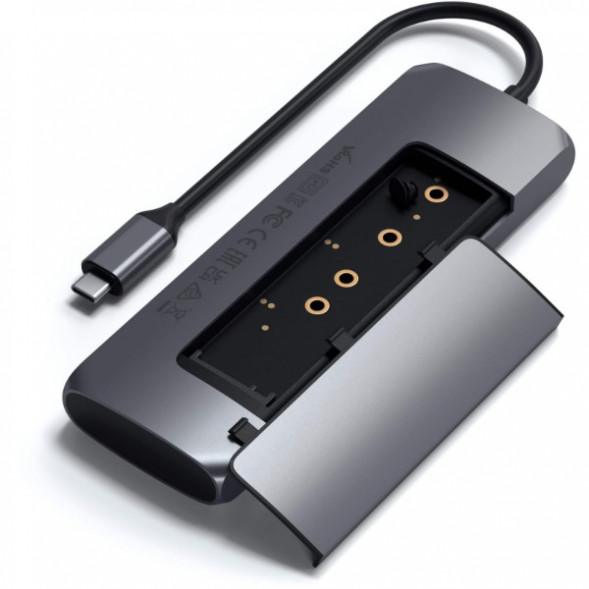Док-станция Satechi USB-C Hybrid Multiport Adapter (with SSD Enclosure M.2 SATA, 2xUSB 3.1, USB Type-C, HDMI), Серый ST-UCHSEM в Нальчике