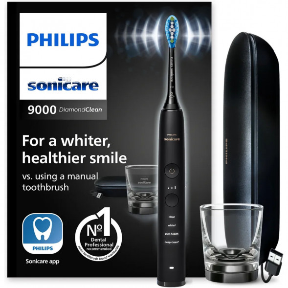 Электрическая зубная щетка Philips Sonicare Diamond Clean 9000 с USB-футляром и зарядным стеклом HX9911/09 в Нальчике